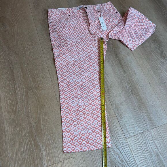 Dash Geometric Patterned Coral & White Cotton Blend Cropped Pants, Women’s 8 - Picture 6 of 12